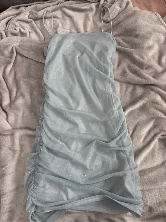 Windsor Dresses & Skirts - Windsor Light Blue Glitter Ruched Slip Dress